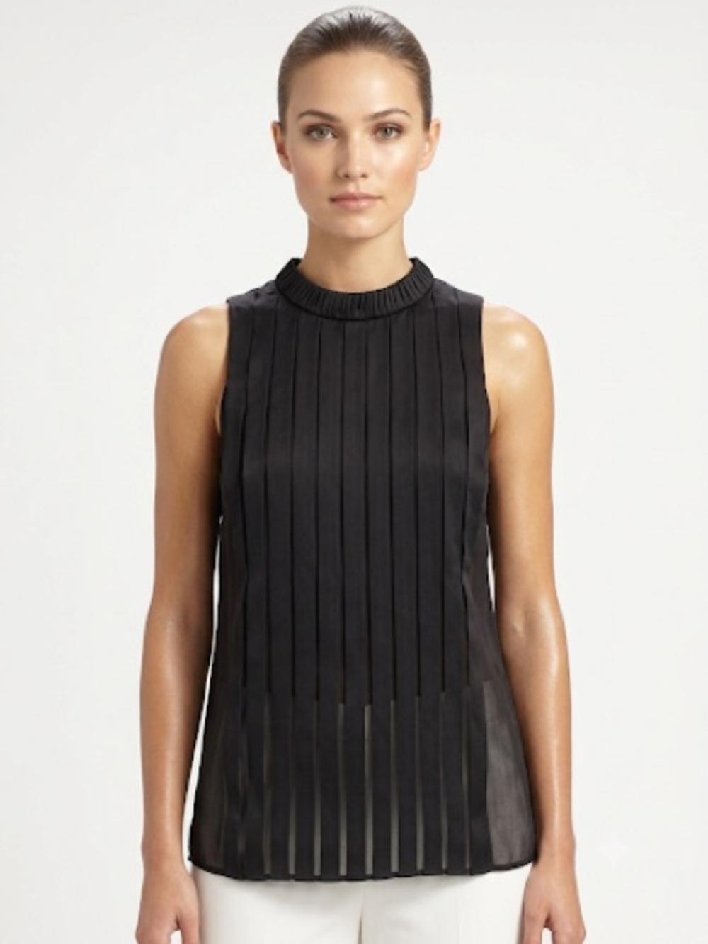 Banana Republic 100% Silk Sleeveless Pleated Black Women's Top size Small